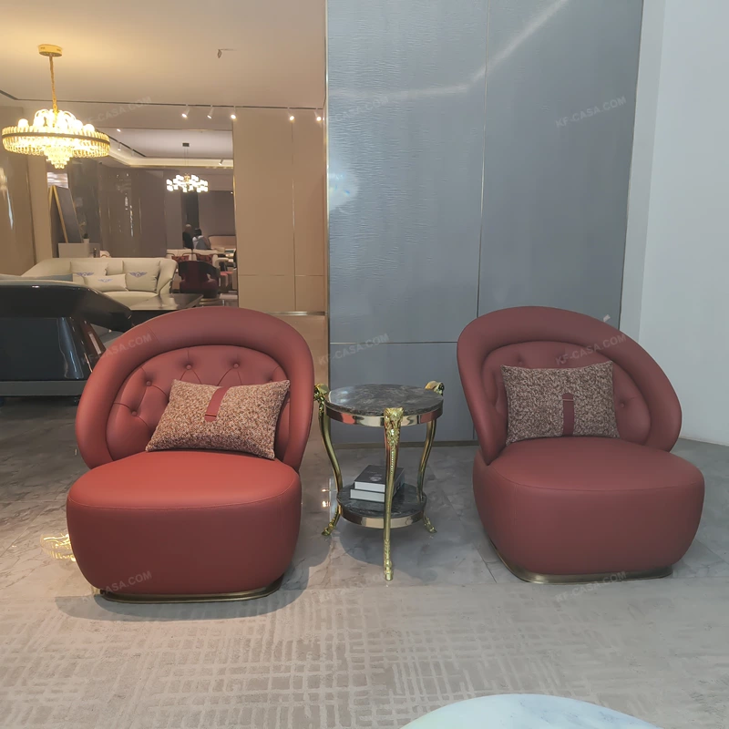 Burgundy Leather Tub Chair with Woven Side Panels and High-Gloss Wood Back